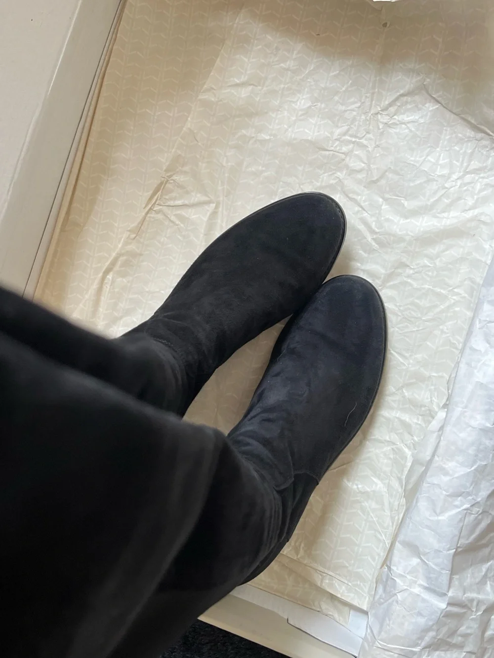 Stuart Weitzman Reserve Over Knee Stretch Suede Boots, Black, 7.5